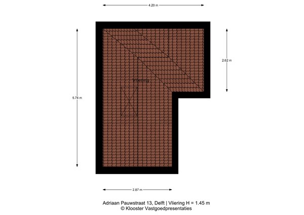 Plattegrond - Adriaan Pauwstraat 13, 2613 CX Delft - Adriaan Pauwstraat 13_Vliering.jpg